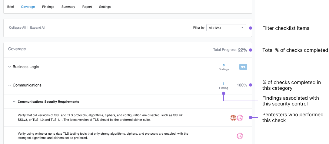 Pentest coverage checklist