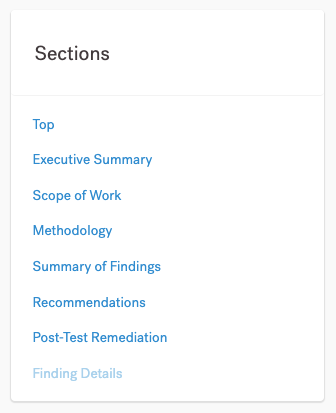 Report sections