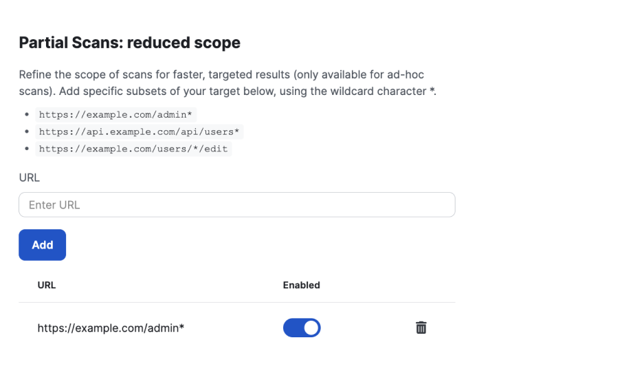 Configured Reduced Scope