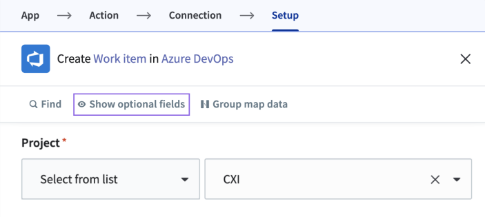 Select values for optional fields