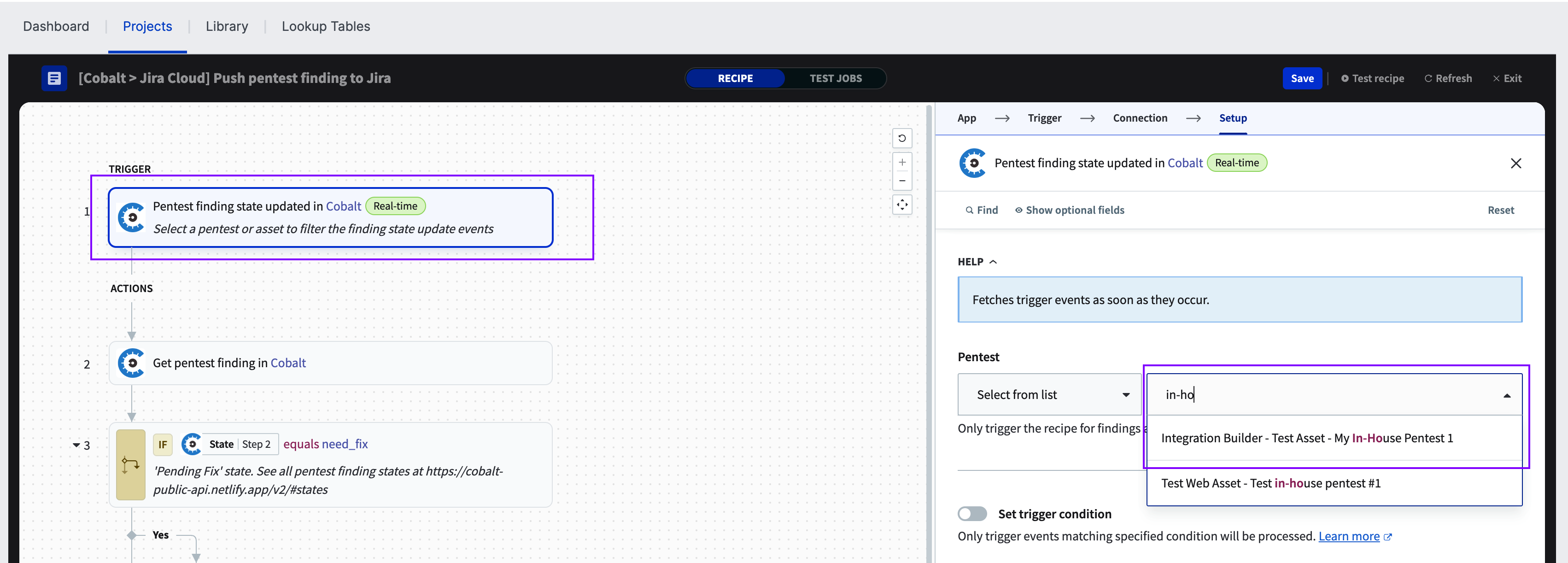 Configure finding state change trigger