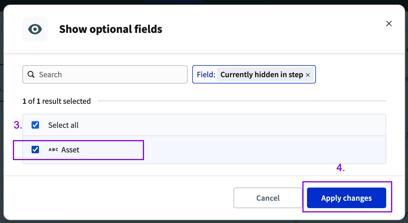 Configure filtering by asset