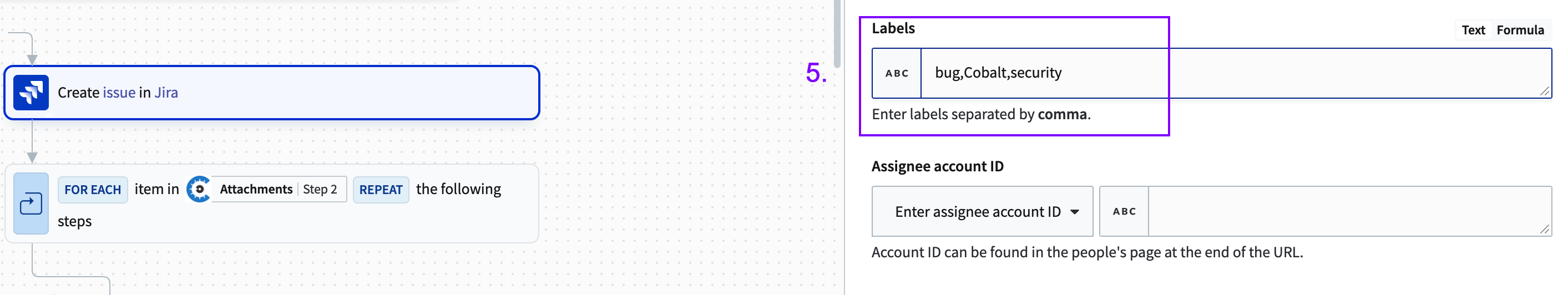 Specify labels