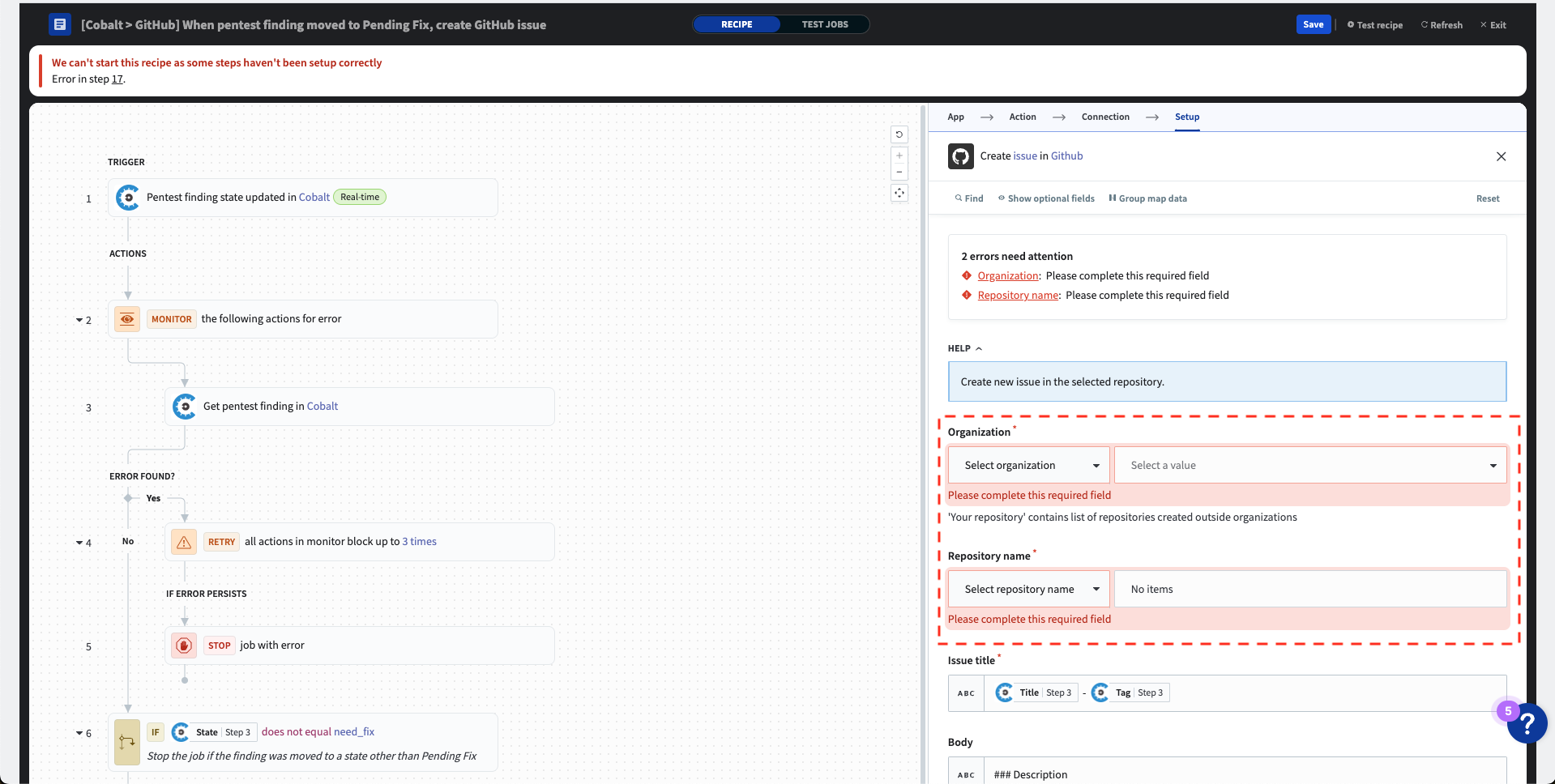 Input required fields