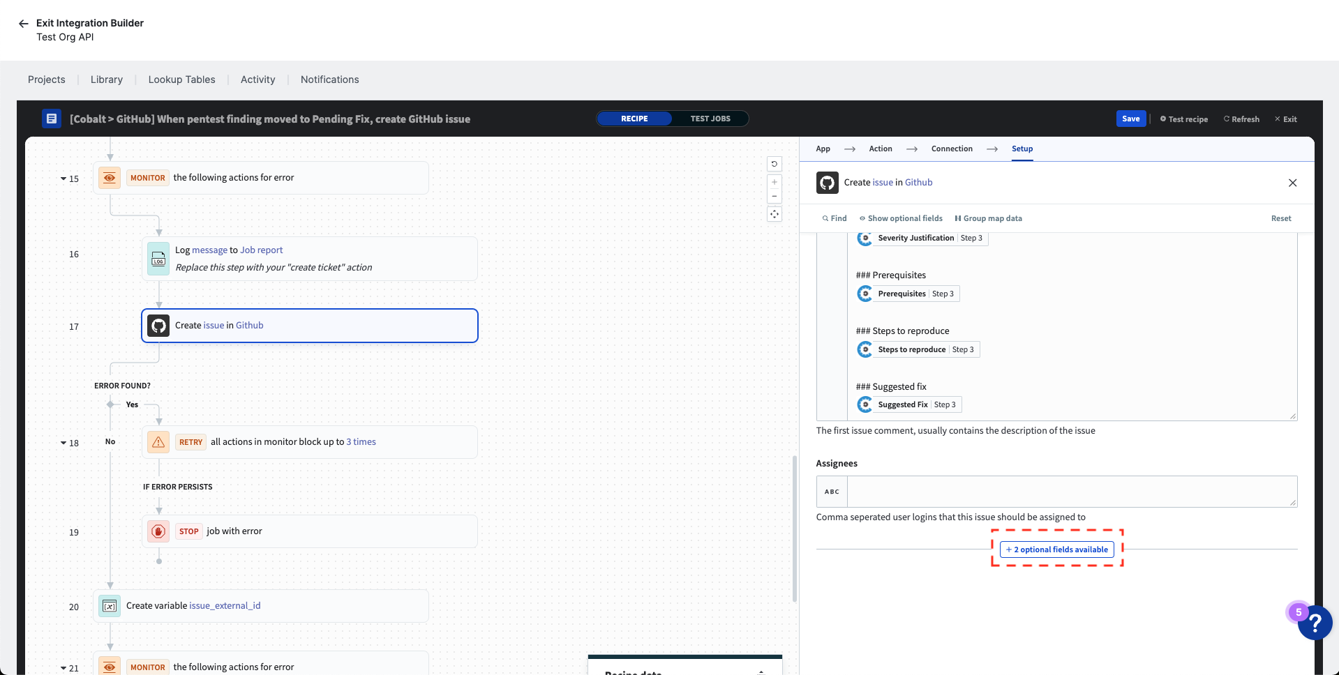 Optional fields