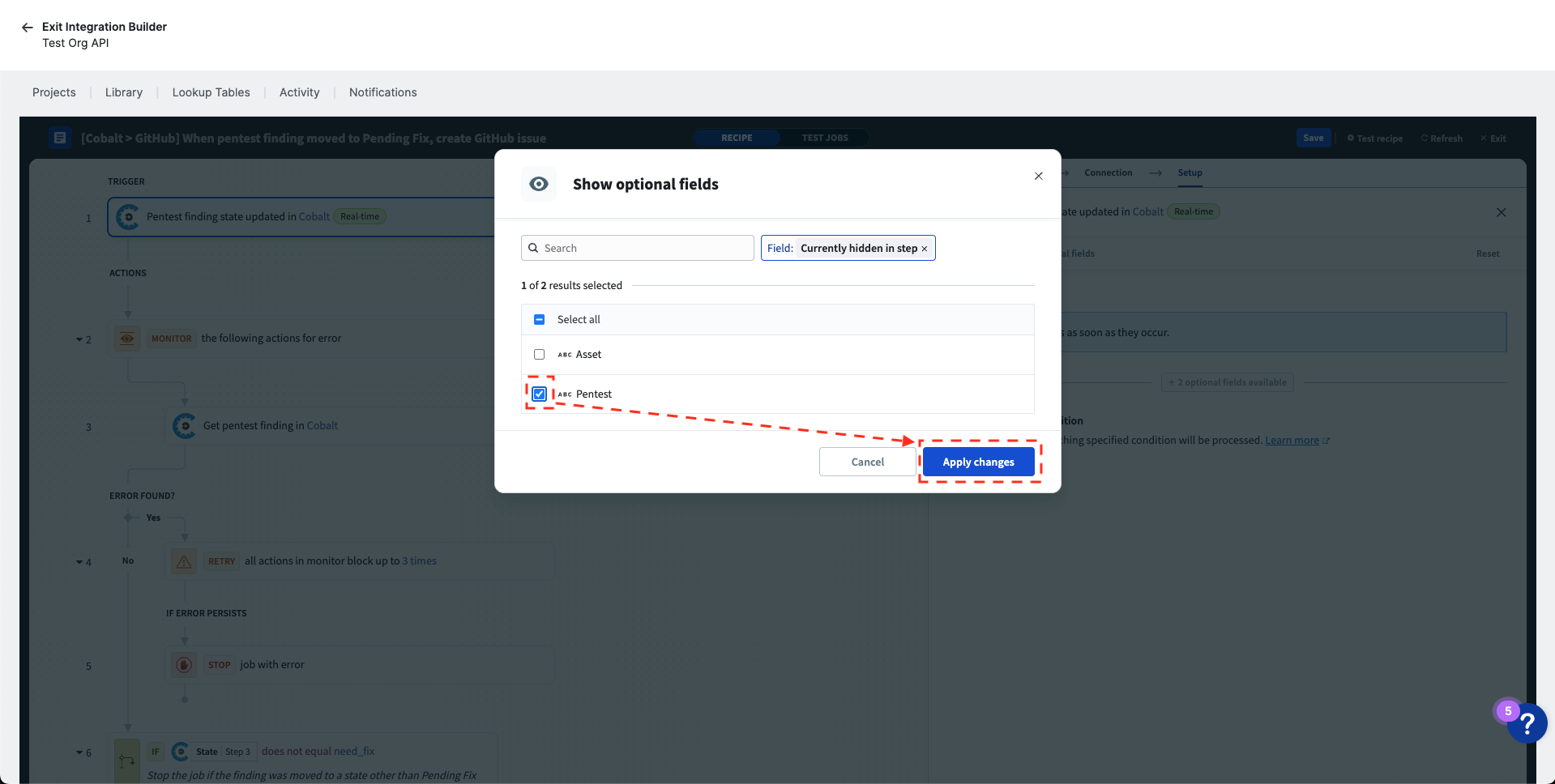 Pentest field toggle