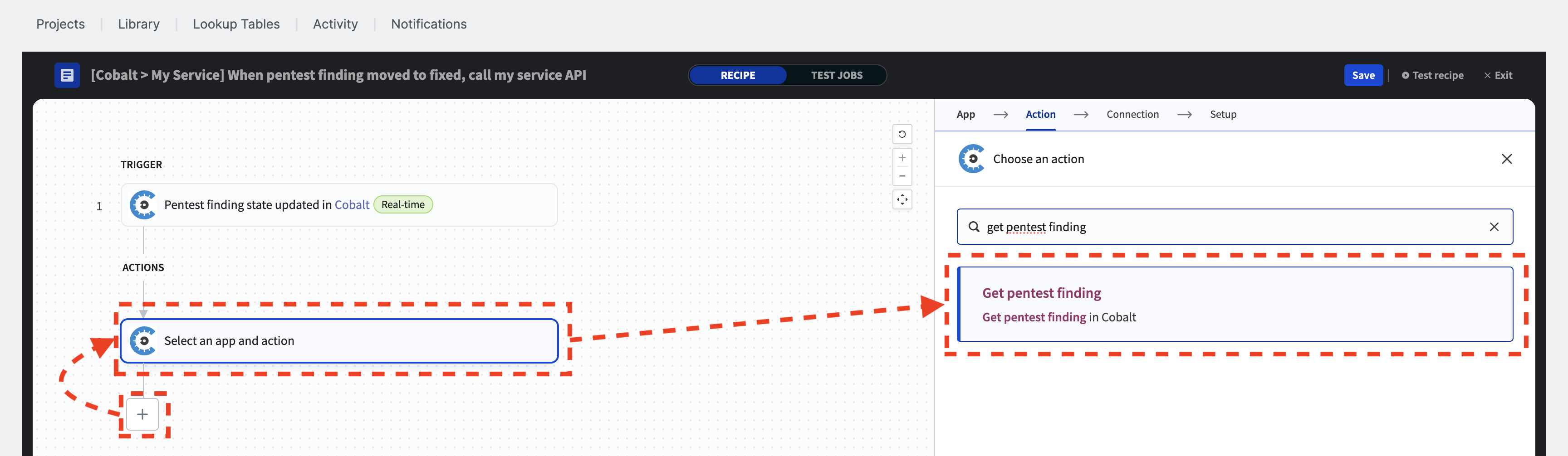 Use get pentest finding action