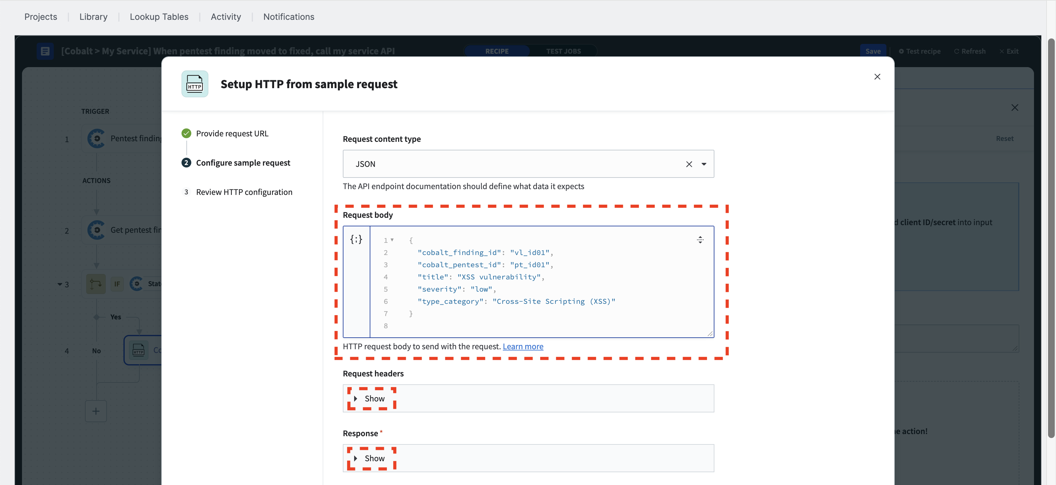 Configure body for HTTP action