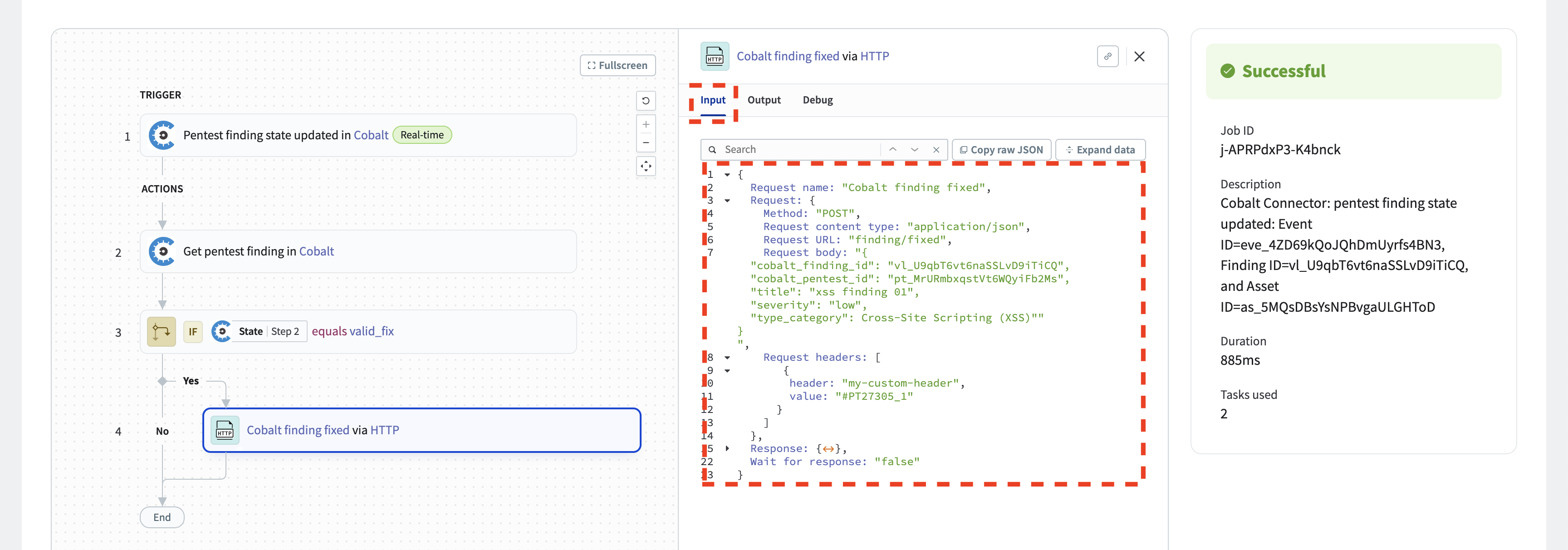 Recipe run log valid fix input