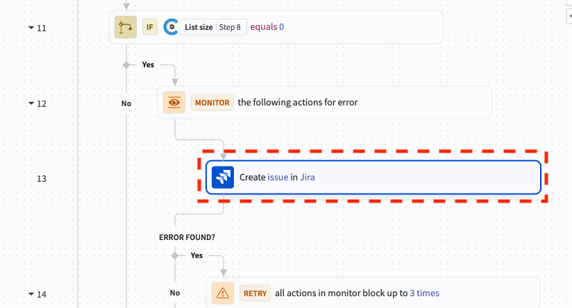 create jira issue action