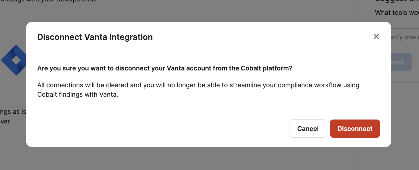 Disconnect integration from Cobalt