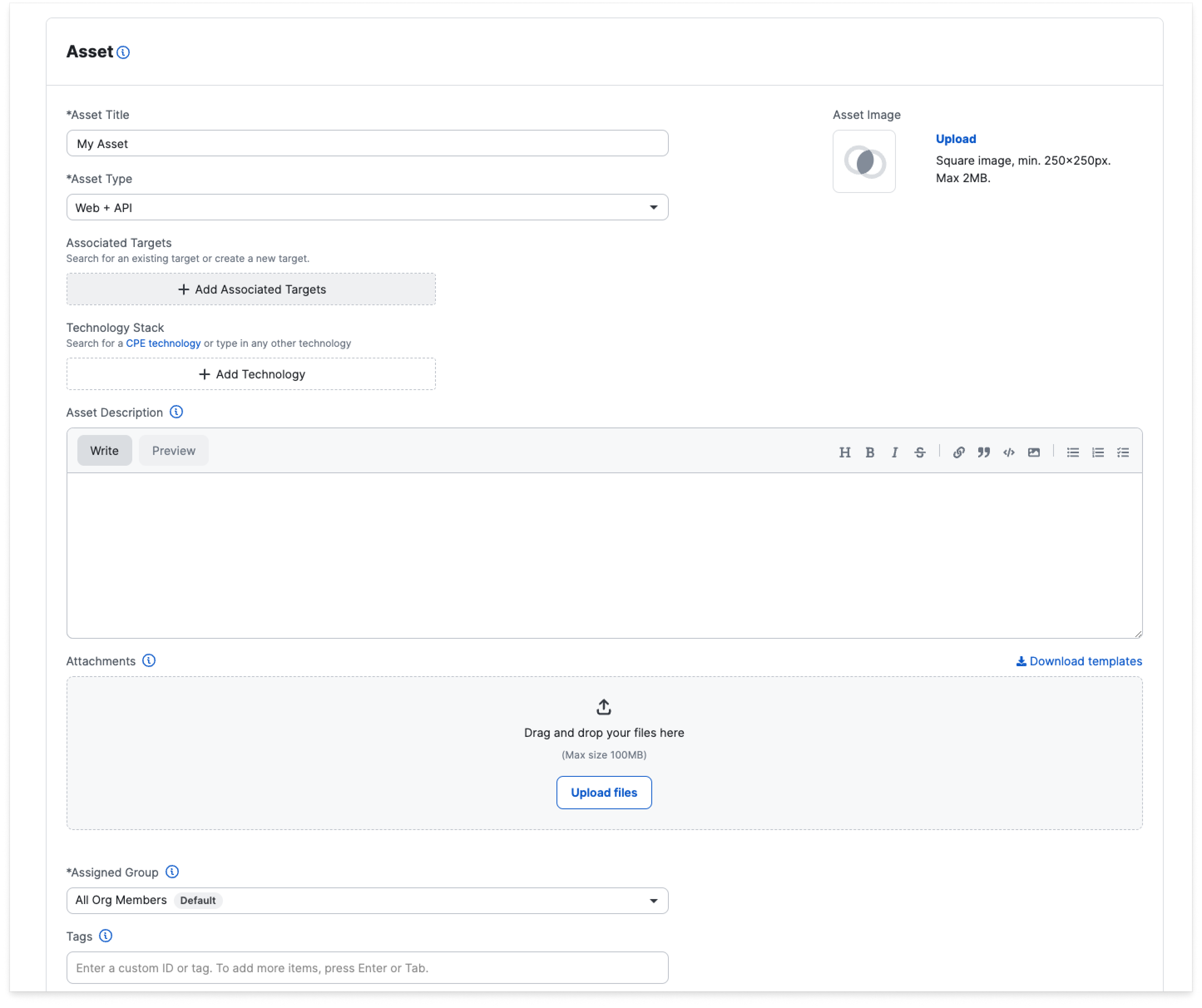 Create Asset - Add Associated Targets