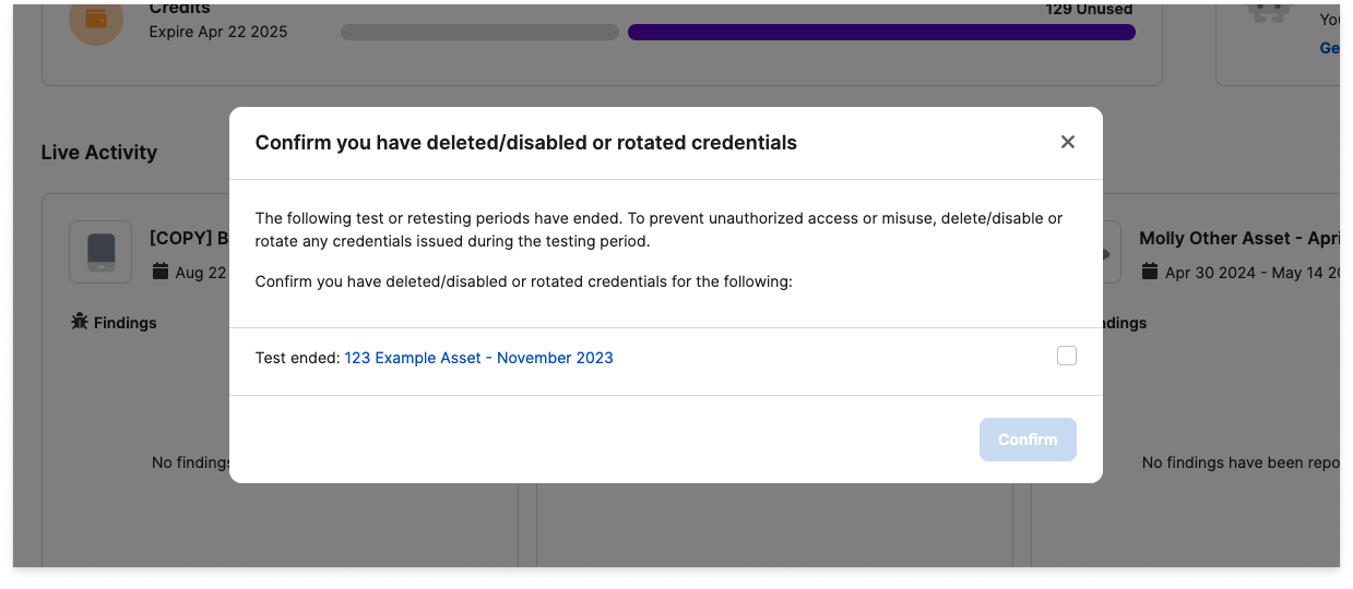 Confirm Credential Deletion/Rotation